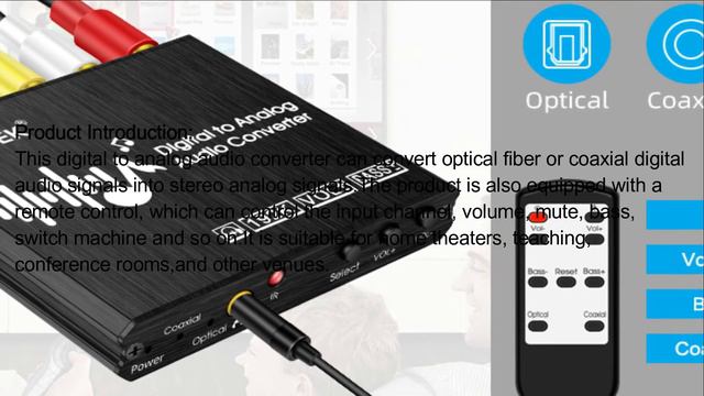 RGBTEK | Digital to Analog Audio Converter with Remote - Converter with Volume Control & Bass