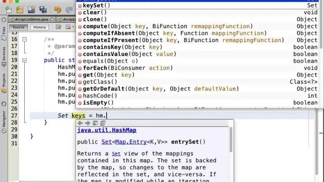 Java HashMap Demo смотреть онлайн