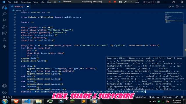 Music Player GUI | GUI Tkinter Player | Python Tutorial
