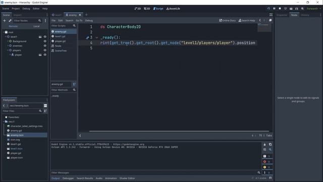 Find the player nodes from different scenes in Godot 4