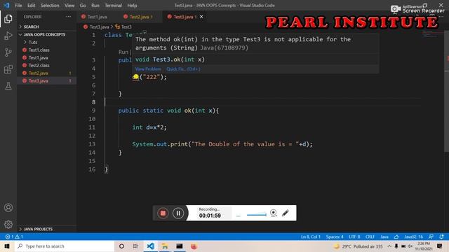 Mastering Void Methods with Parameters in Java :Comprehensive OOP Tutorial by Pearl Institute Batal