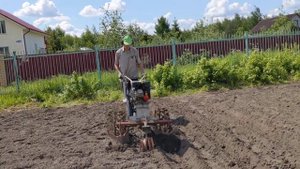 нарезка гребней под картошку двойным окучником с упором