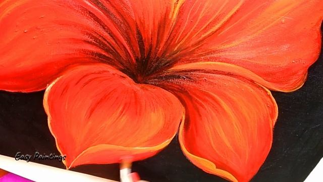 Step by Step Big Flower Painting Tutorial | Flower Acrylic Painting  | Painting Hibiscus Flower ?