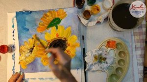 Смешанная техника рисования акварелью и гуашью