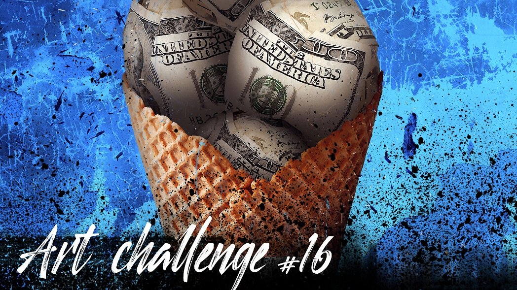 АРТ челлендж 16 день | Digital art  ART CHALLENGE | МОРОЖЕНОЕ с деньгами| day #16