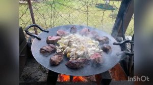 Говяжья вырезка с овощами на садже!