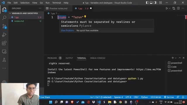 Variables and Basic Datatypes in python | including notes | coding clown #python смотреть онлайн