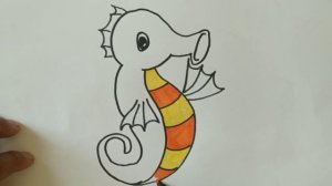 How to draw a seahorse step by step for kids/Как нарисовать морского конька поэтапно для детей