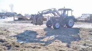 Это супер!! Мтз 82.1 с балочным мостом работа с вилами универсальными