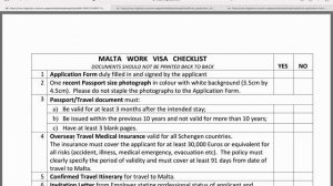 ? VFS GLOBAL Malta Work Visa Checklist for Visa Application