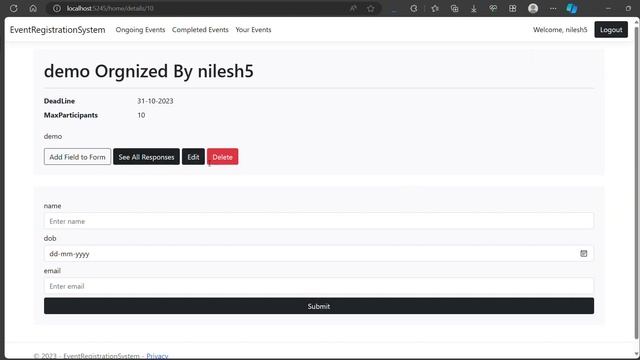 Event registration system | .NET core Project | .NET MVC | Nilesh codes