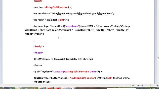 STRINGS SPLIT METHOD IN JAVA SCRIPT DEMO смотреть онлайн