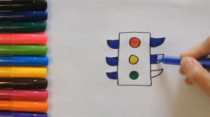 Как нарисовать СВЕТОФОР / Учим цвета и рисуем светофор / How to draw a traffic light