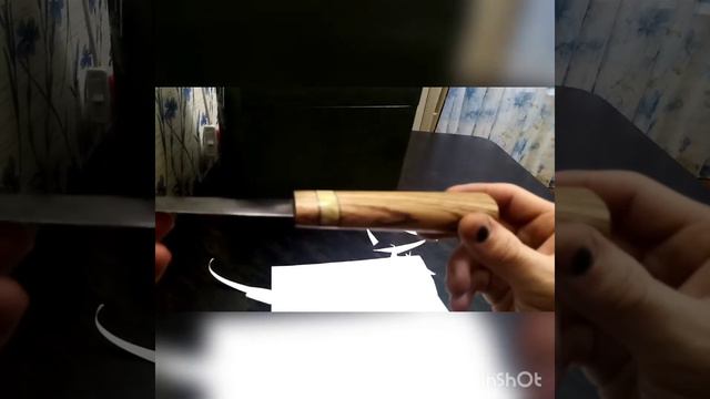 Эксклюзивный якут из дикого дамасска, рукоять зебрано, вставка стаб зуб мамонта.
