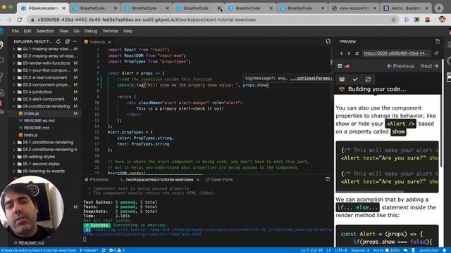 04 What is conditional rendering in react js? - React js Interactive Tutorial Exercises