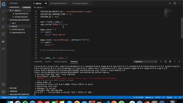 WhatsApp Business API Chatbot using Python Flask | Twilio | AWS Lambda | Dialogflow смотреть онлайн