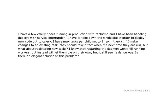 Django : reliable way to deploy new code into a production celery cluster without pausing service смотреть онлайн