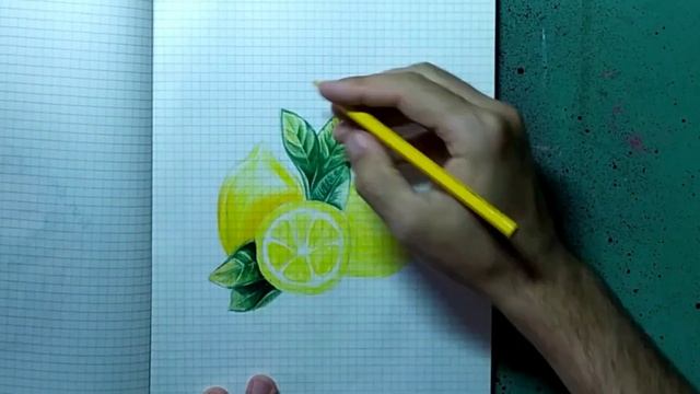 Рисунок карандашами, лимоны смотреть онлайн