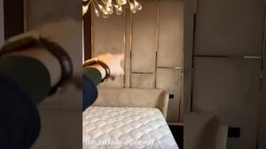 Мягкие стеновые панели с золотыми молдингами