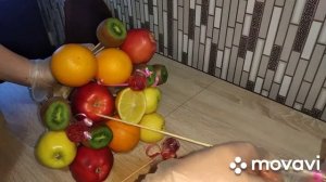 Фруктовий букет Фруктовый букет своими руками Мастер класс Как собрать букет Упаковка букета