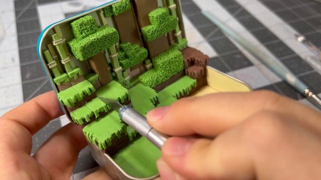 Making A Tiny Minecraft World Box // Bamboo Jungle Polymer Clay DIY смотреть онлайн