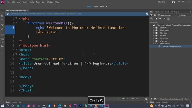 PHP user defined function Tutorials #1 | PHP Beginners Videos | PHP free script & source | eWaySol