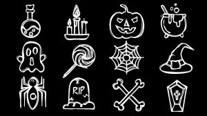 ? Анимированные иконки Хэллоуин | Футажи на хэллоуин для видеомонтажа | Doodle Halloween Elements