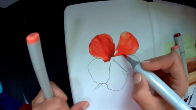 Как нарисовать цветок маркерами