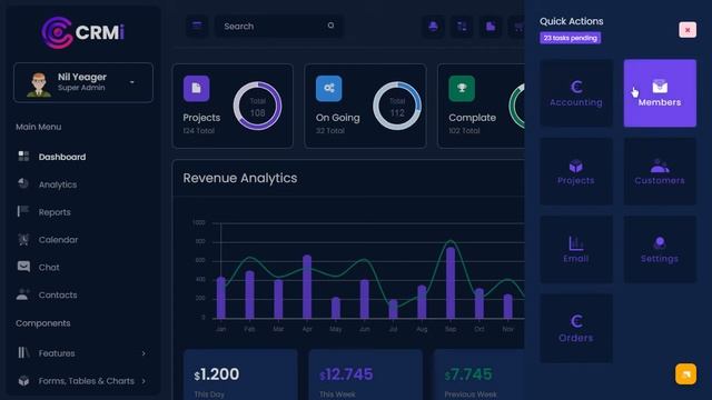 CRM Dashboard UI Kit Template Bootstrap 5 with Dark LTR Theme смотреть онлайн