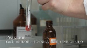 Химическая реакция CoCl2 с NH4OH, H2O2