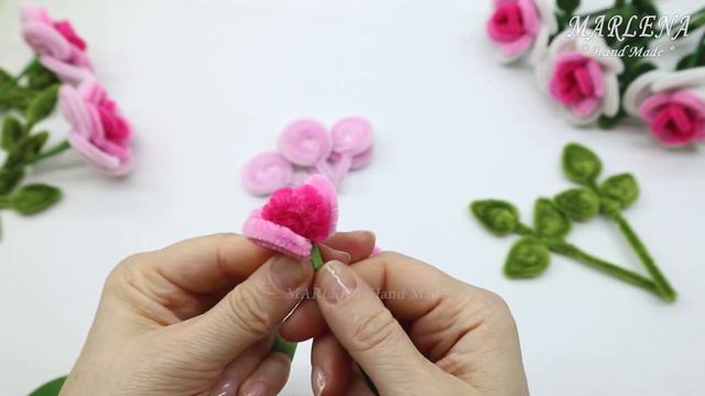 🌹 Цветы Розы своими руками из синельной проволоки 🌹 Pipe Cleaners DIY