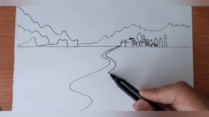 Рисуем дорогу в перспективе.