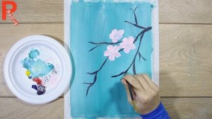 Цветущая ветка Сакуры | Как нарисовать Акрилом | Acrylic Painting Cherry Blossom flowers