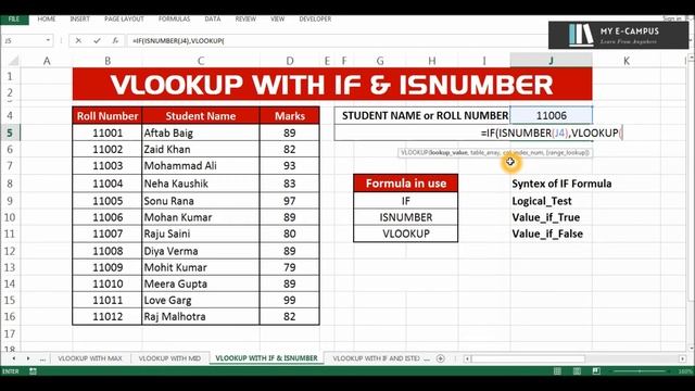 Vlookup With IF & Isnumber Function in Excel 2021 | Vlookup With IF Function In Hindi | #Class40 смотреть онлайн