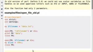 Beginner Perl Maven tutorial 3.14 - old style open