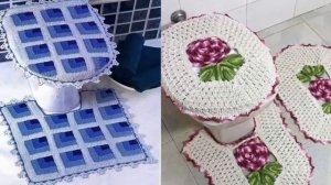 Уютные вязанные коврики для ванной комнаты