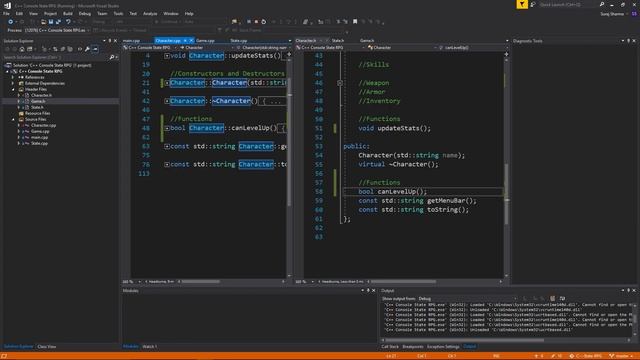 C++ Game Development 2 | State RPG 08 | Leveling up algorithm, and fixing with the menu!