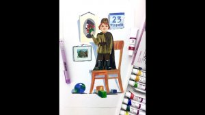 Мастер-класс по иллюстрации  «Маленький защитник». Создаем стилизованную композицию к 23 февраля.