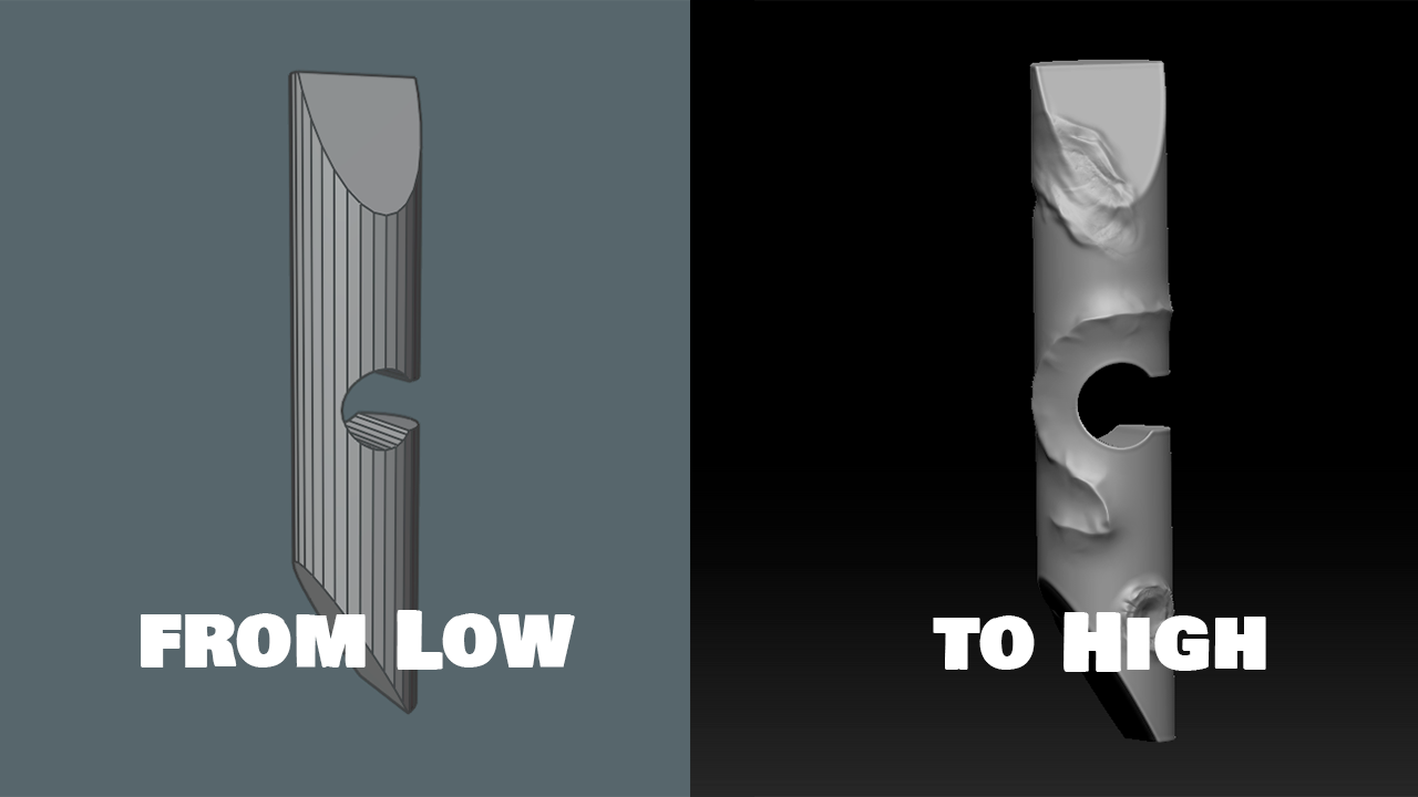 Быстрый способ создания highpoly из lowpoly с помощью ZBrush