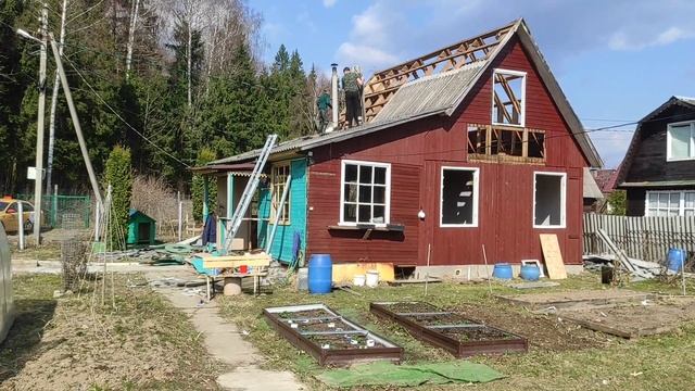 Разбираем старый дачный дом. День 10. Сажаем саженцы яблок. 4 сорта. смотреть онлайн