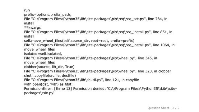 Pandas : PermissionError: [Errno 13] Permission denied: 'C:\\Program Files\\Python35\\Lib\\site-pac