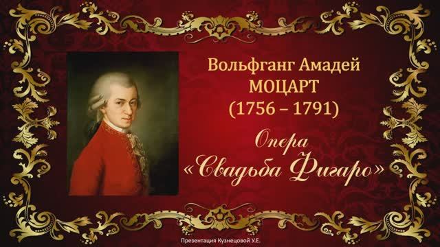 В.А.Моцарт. Опера "Свадьба Фигаро". Темы для викторины по музыкальной литературе.