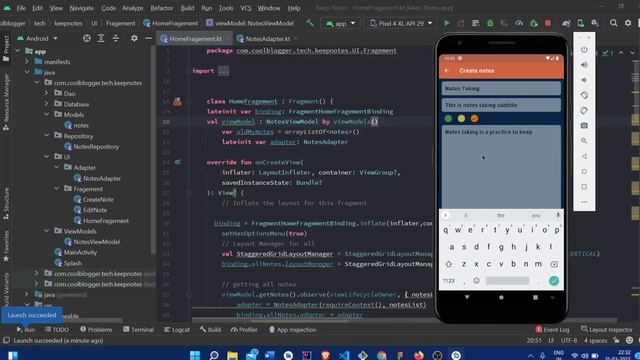 Notes App in Kotlin & Android Studio | Android | Kotlin | MVVM | Dao | Room Database | LiveData |