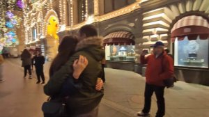 Romantic Saxophone and free Dance in late night Moscow Streets