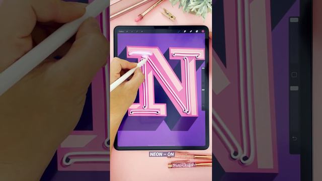 ✏️ How to Create a Realistic Neon Letter in Procreate | #Short