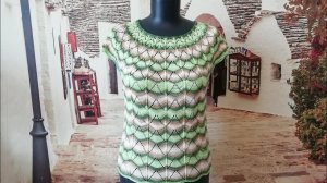 Кофточка с круглой кокеткой спицами. Продолжение процесса.