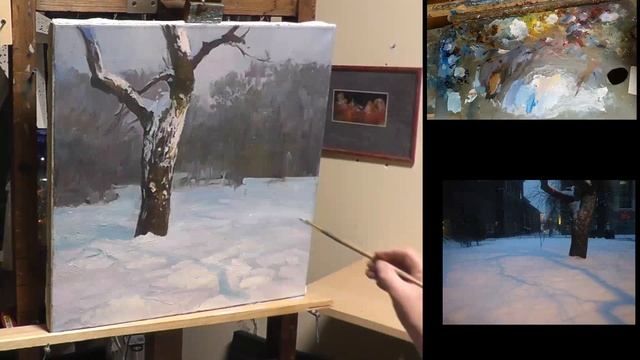 Как нарисовать зимний пейзаж , часть 2 смотреть онлайн