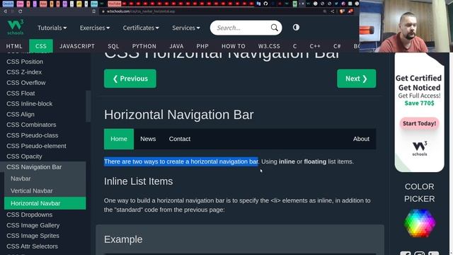 CSS Navigation Bar смотреть онлайн