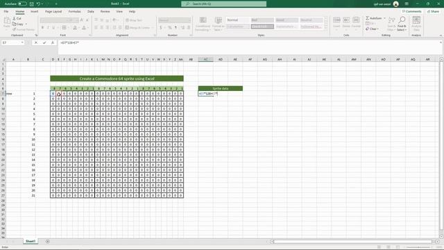 Commodore 64   Creating sprites using Excel