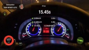 G37S Coupe Разгон 0-100 100-200 Infiniti Acceleration 1/4 mile Финик
